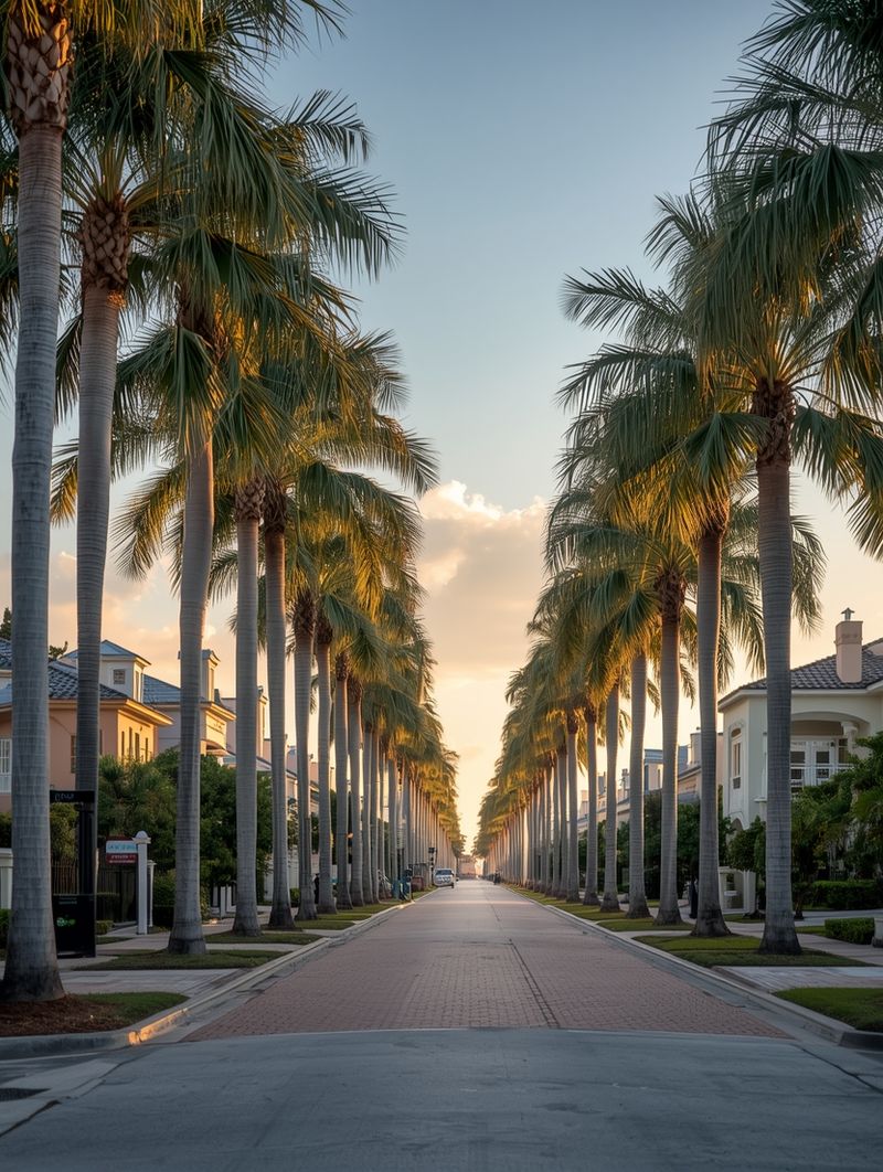 Palm-lined residential street on Davis Islands