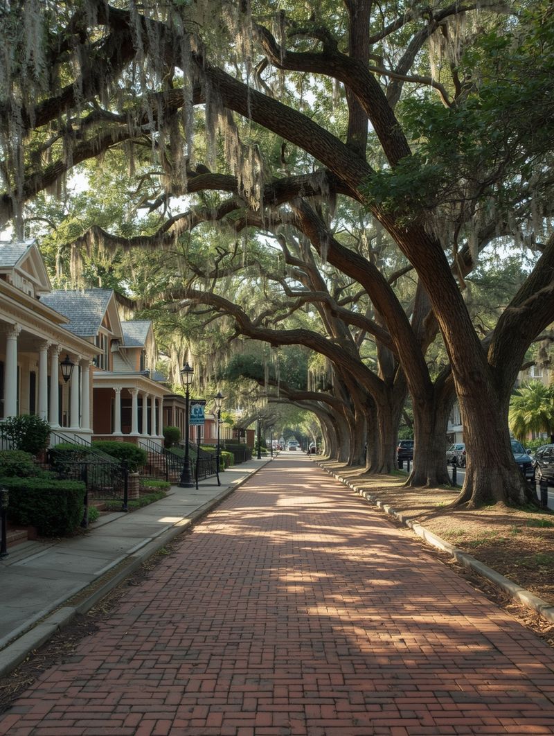 Brick street and historic bungalows in Hyde Park